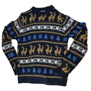 Festified Humping Reindeer Naughty Ugly Christmas Sweater Men's Retro Large